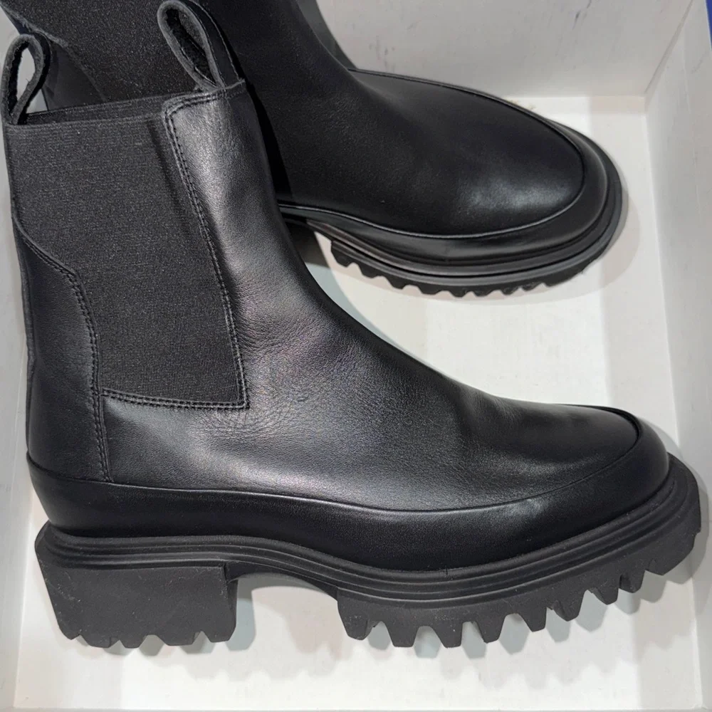 ‼️NEW All Saints Harlee Lug Sole Black Leather Chelsea Boots